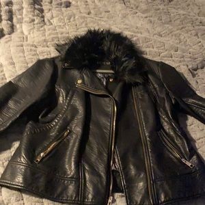 Guess leather jacket with detachable fur